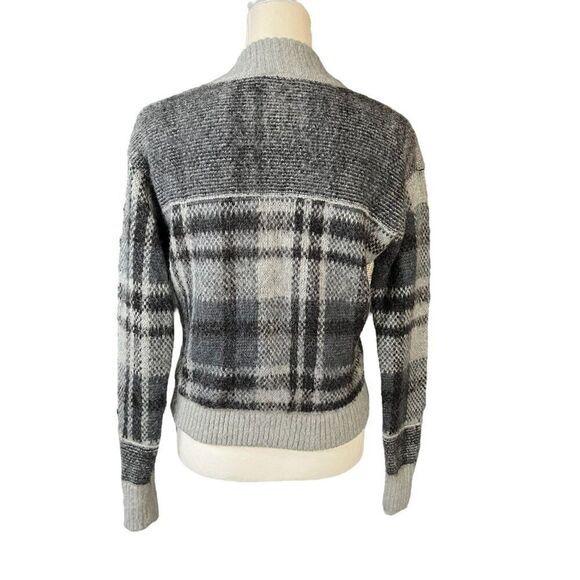 Free People Oh My Plaid Full Zip Wool Blend Cardigan Sweater Jacket Grey Size Sm - Picture 3 of 8